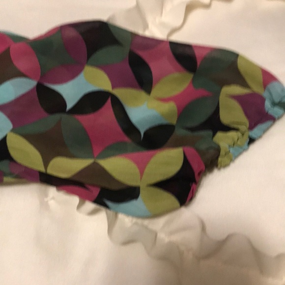 Size S black mauve green multi blouse by RQT - Picture 3 of 5